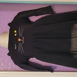Carters Halloween Black Cat witch tulle dress black spooky wink face eye cotton